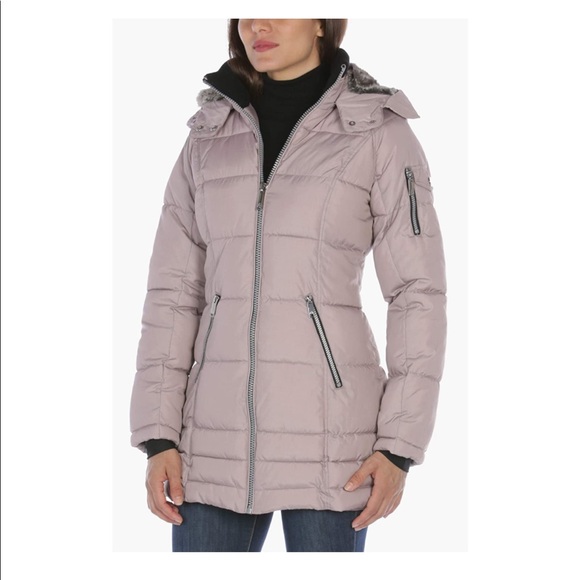 NWT Women’s HFX Faux Fur Lilac Puffer Coat - - Picture 2 of 16